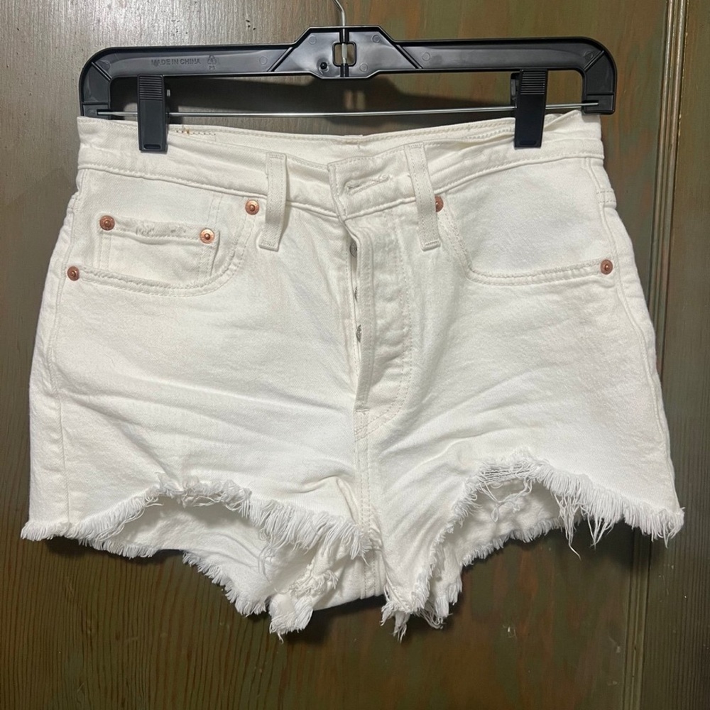 White Frayed Hem Women Shorts